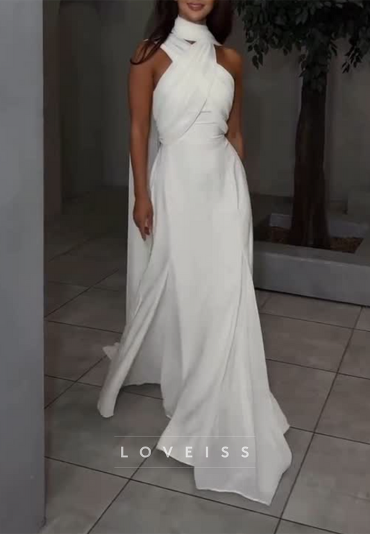 Halter Sleeveless A-Line Simple Wedding Dress