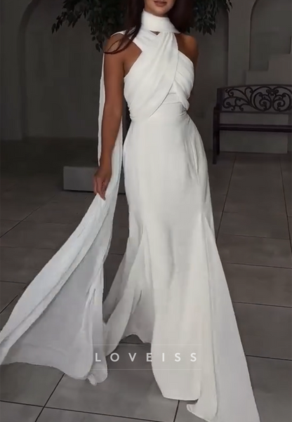 Halter Sleeveless A-Line Simple Wedding Dress