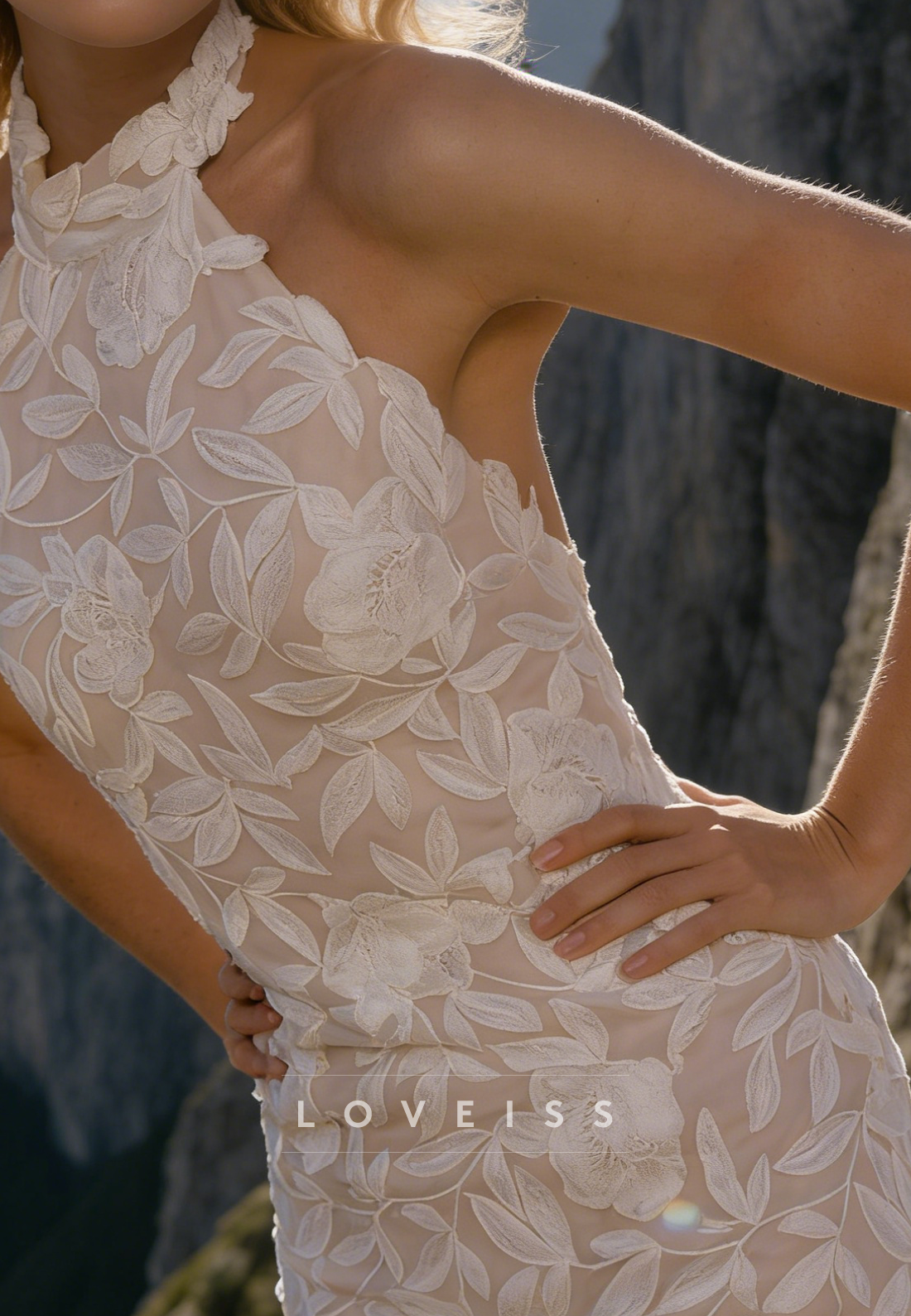 Halter Sleeveless Appliques Mermaid Wedding Dress