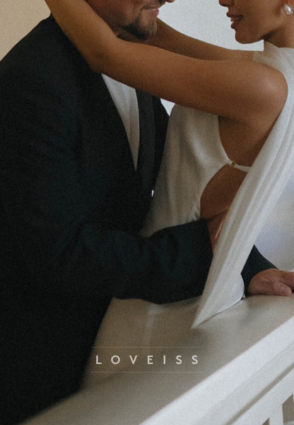 Halter Sleeveless Backless Sleek Mermaid Beach Wedding Dress