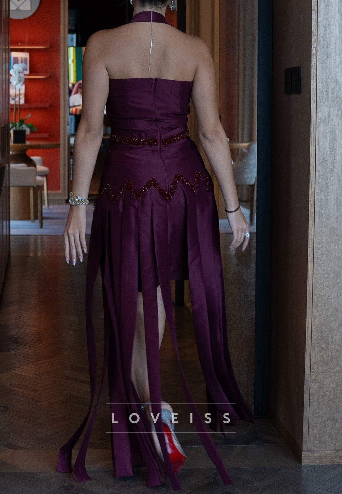 Halter Sleeveless Floor Length A-Line Evening Dress