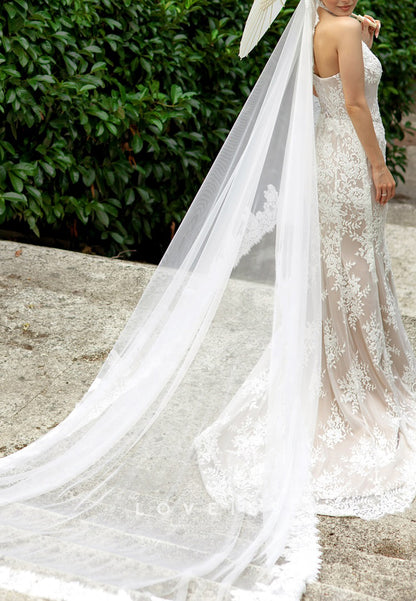 Halter Sleeveless Lace Appliques Vintage Mermaid Wedding Dress