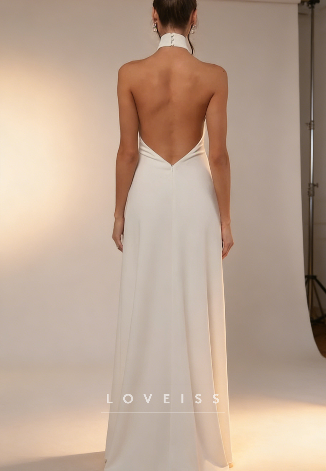 Halter Sleeveless Sleek Sheath Wedding Dress