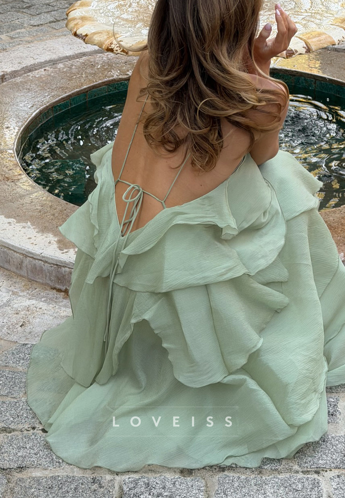 Halter Sleeveless Tiered A-Line Wedding Guest Dress