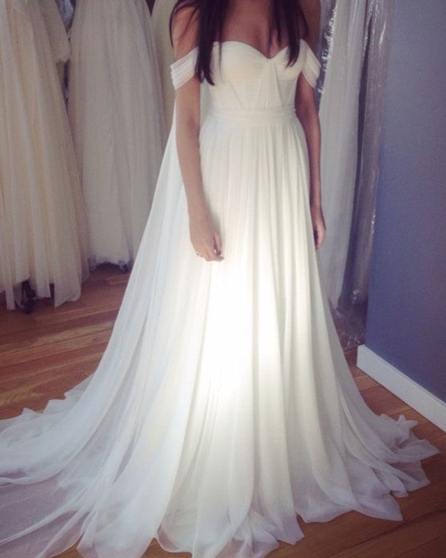High Street Style Chiffon Wedding Dresses Off Shoulder