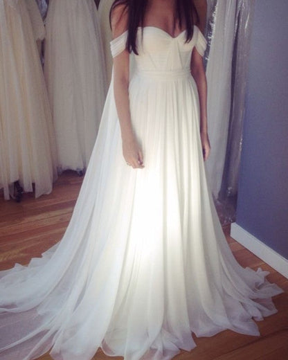 High Street Style Chiffon Wedding Dresses Off Shoulder