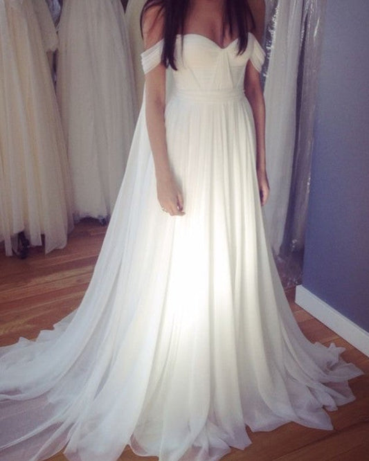 High Street Style Chiffon Wedding Dresses Off Shoulder