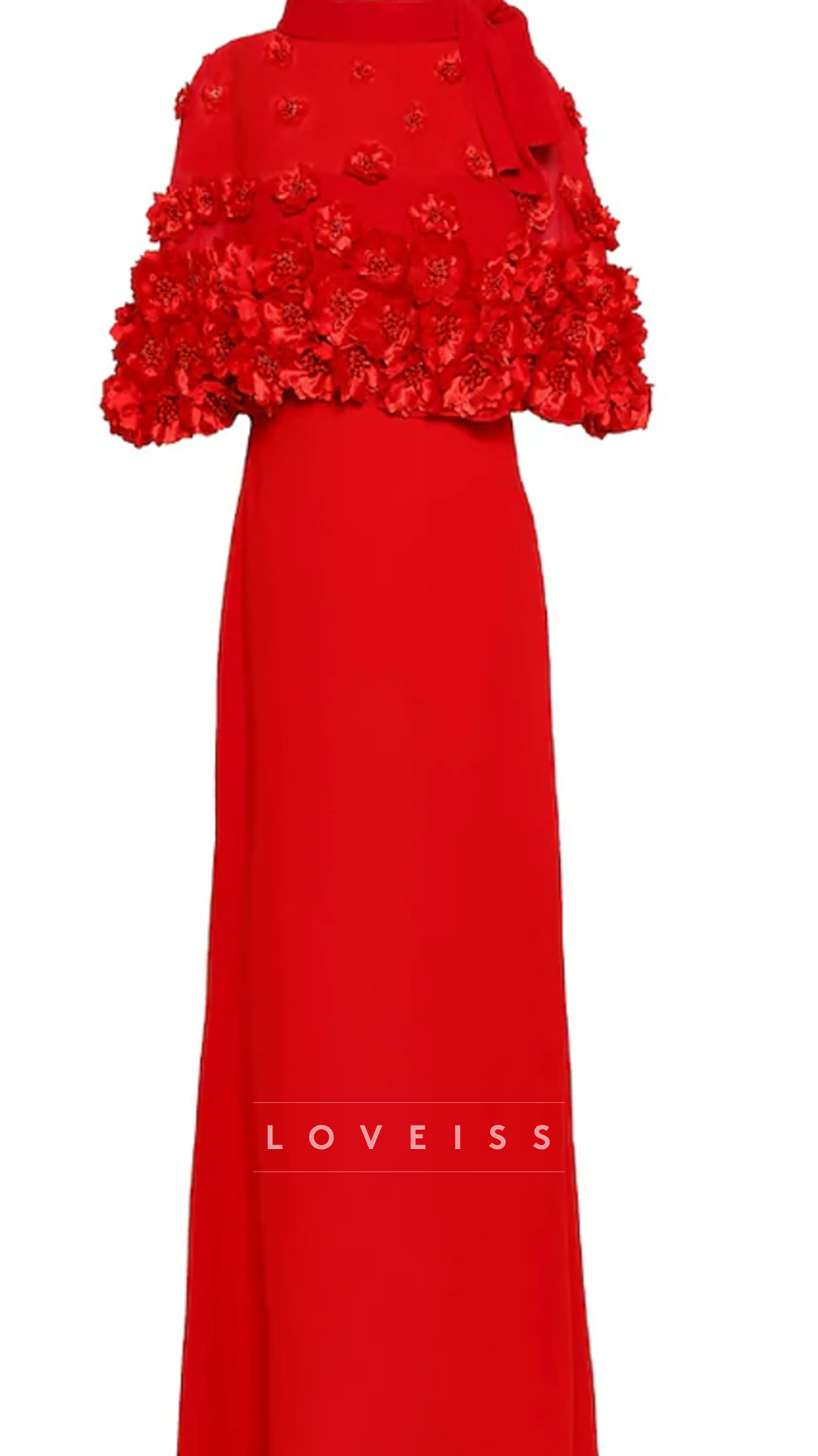 High Neck Floral Embellished Sheath Mother of Bride Dress