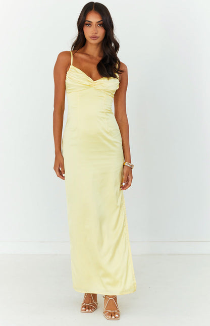 Honey Yellow Maxi Prom Dress