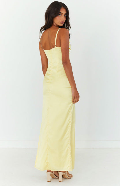 Honey Yellow Maxi Prom Dress