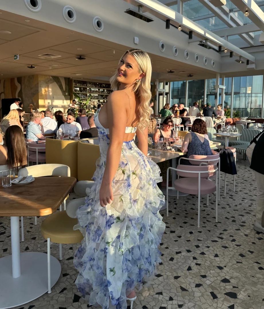 Blue Charming A-Line Spaghetti Strap Prom Dresses Party Dresses