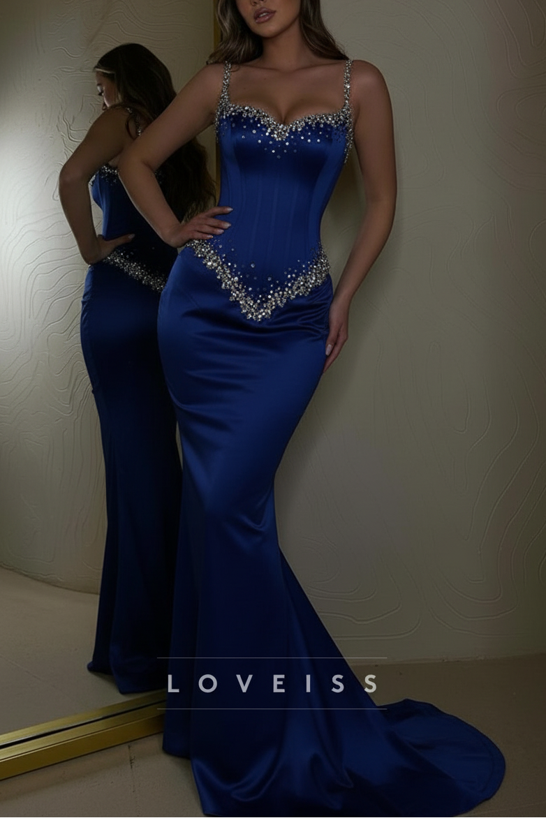 Sweetheart Sleeveless Beaded Mermaid Prom Dress