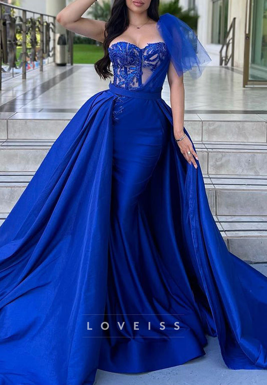 Sweetheart Sleeveless Appliques Sleek Mermaid Prom Dress