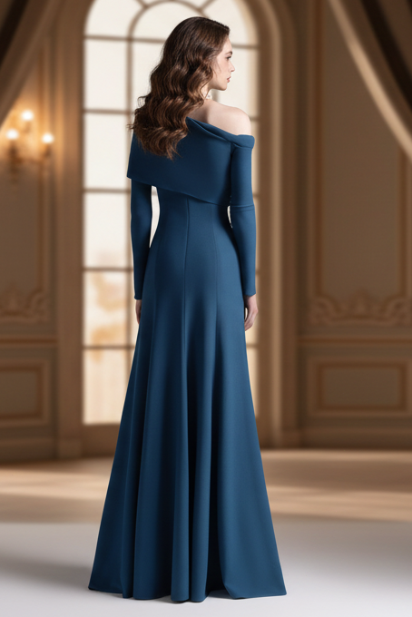 One Shoulder Long Sleeves Sheath Evening Dress