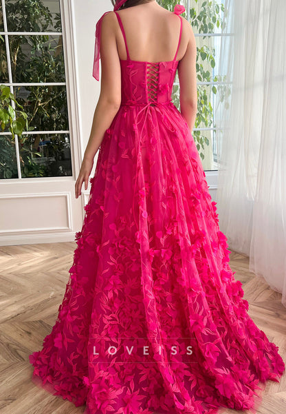 Semi-Sweetheart Straps Pleated A-Line Appliques Prom Dress