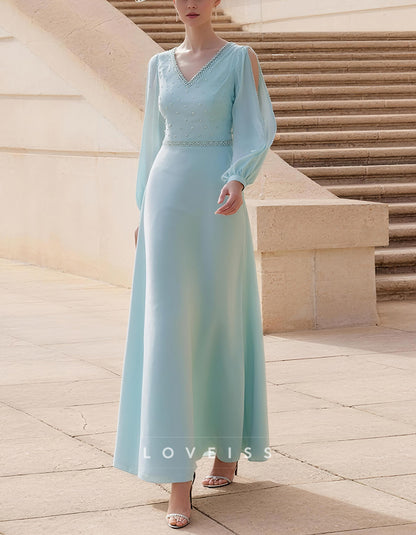 Light Green V-neck Chiffon Maxi Dress