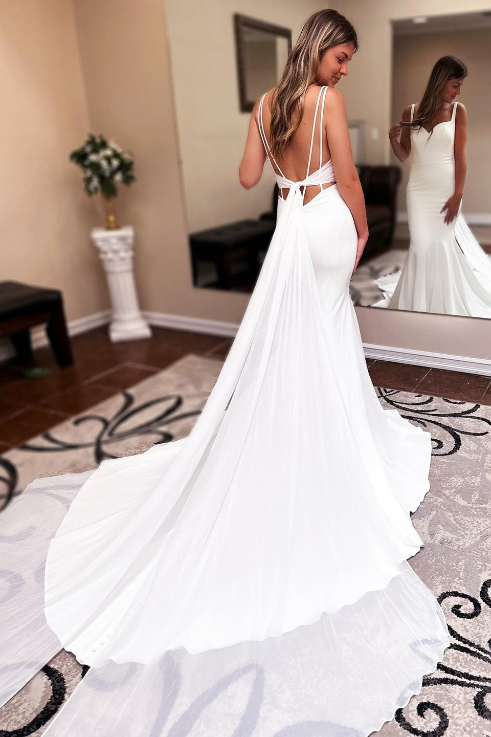 Long Chiffon Boho Wedding Dress Summer Sweetheart Backless