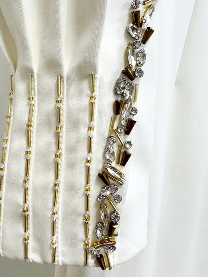 Cape Long Sleeve Embellished Maxi Dress White
