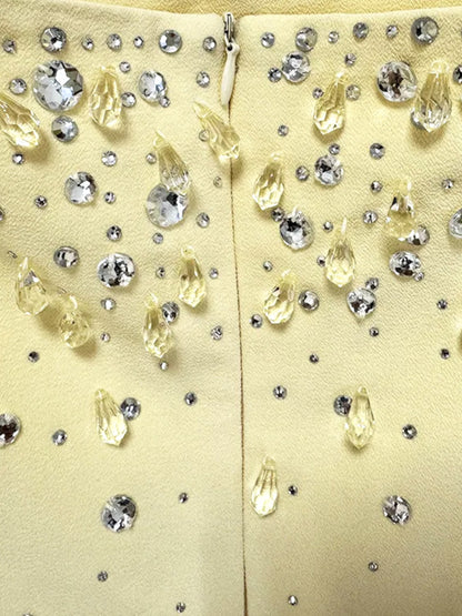 Long Sleeve Crystal Maxi Dress Yellow