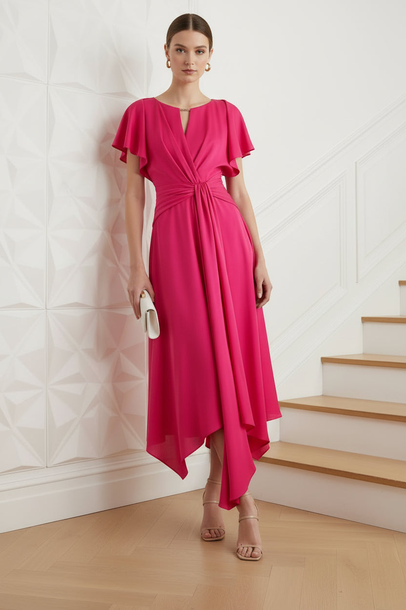 V-Neck Short Sleeves A-Line Cocktail Dress