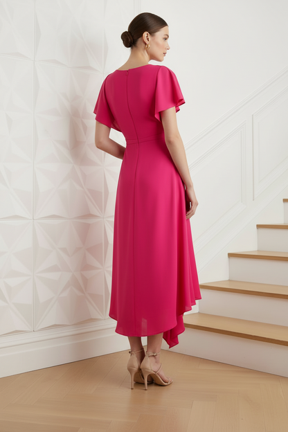 V-Neck Short Sleeves A-Line Cocktail Dress