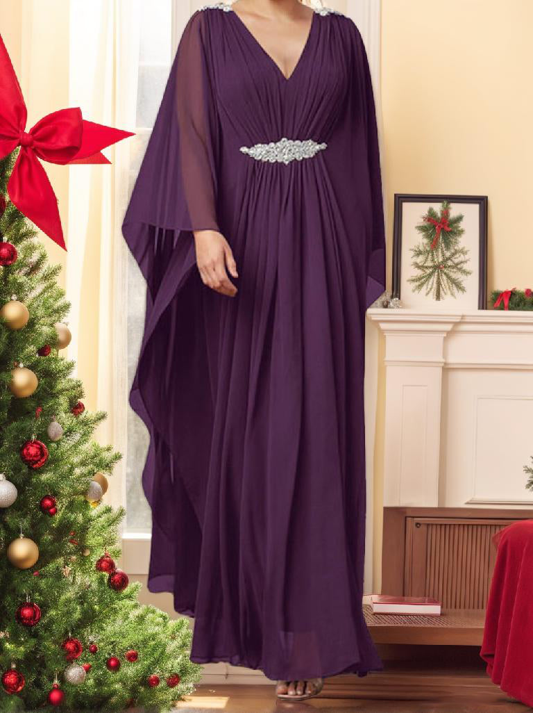 A-Line/Princess V-Neck Mother of the Bride Dresses with Rhinestones