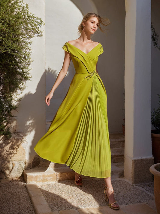 A-Line/Princess Off-the-Shoulder Sleeveless Mother of the Bride & Groom Dresses with Ruffles