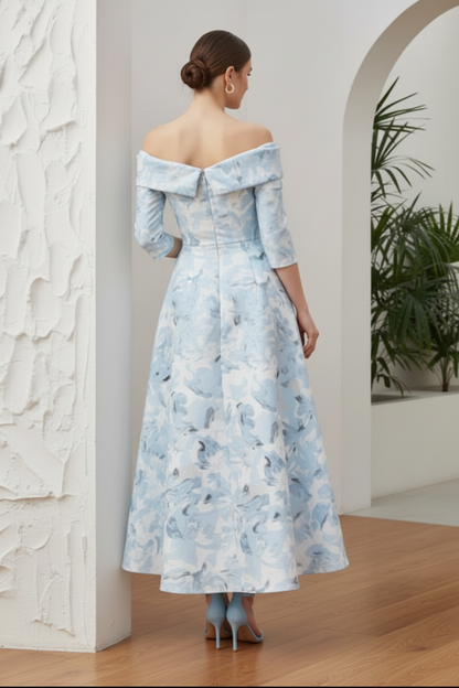 Off-the-Shoulder Mother of the Bride Dresses Printed Satin