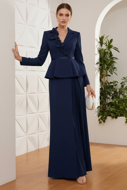 V-Neck Stretch Satin Mother Of The Bride Dresses With 3D Flowe