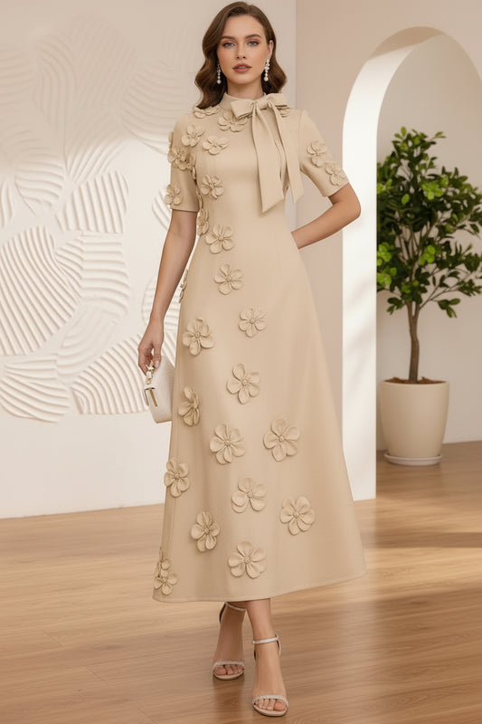 Mock Neck Stretch Satin Mother of the Bride Dresses