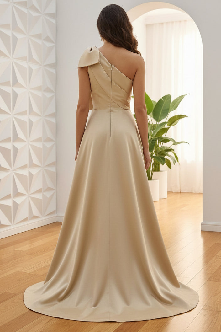Sheath/Column One-Shoulder Satin Mother of the Bride Dresses