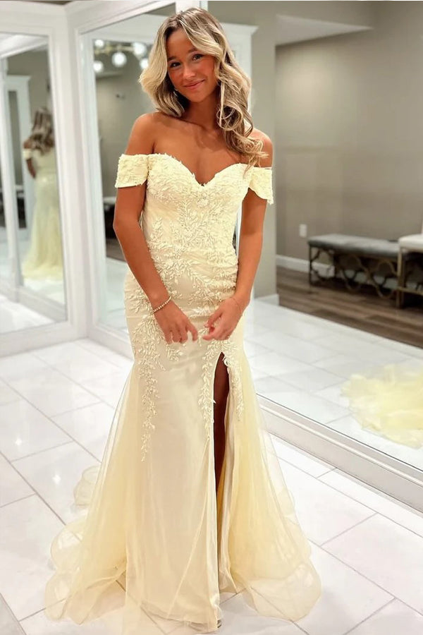 Mermaid Off Shoulder Appliques Sweetheart Blue Prom Dress