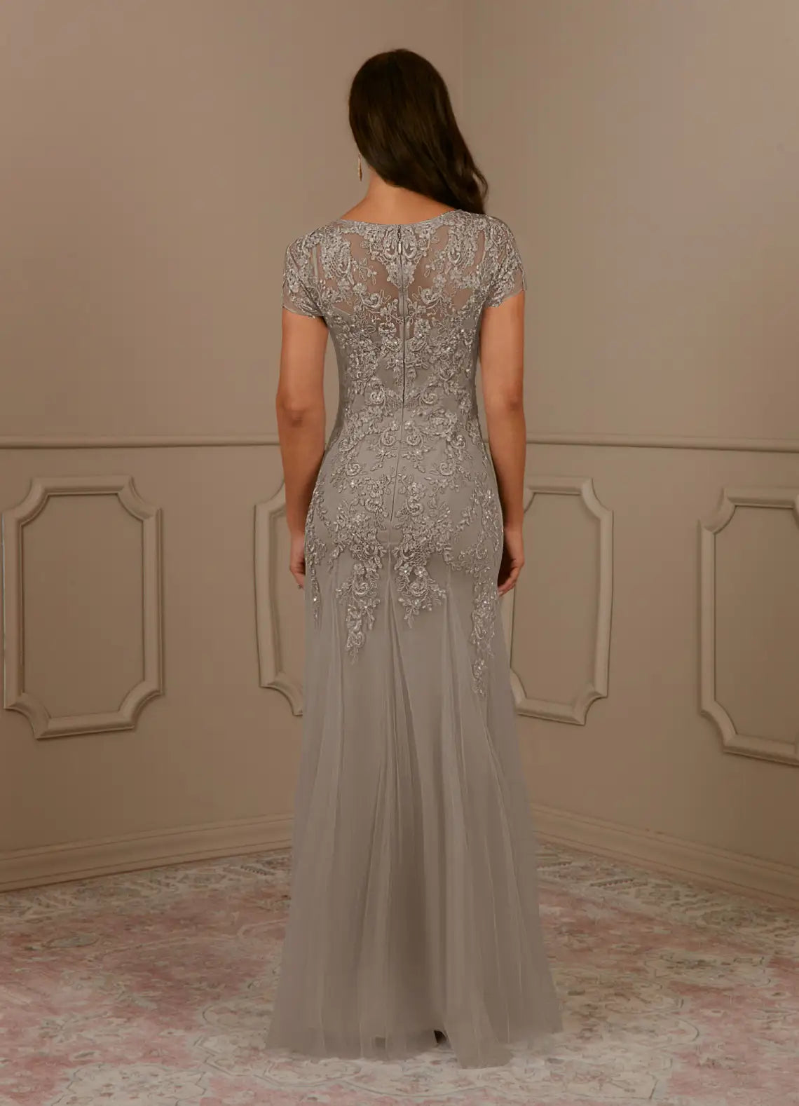 Dress Mermaid Scoop Sequins Vintage Lace Tulle Mother of the Groom Dresses Elegant Cap Sleeves Beaded Evening Dress