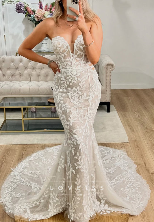Mermaid Sweetheart Appliques Fitted Wedding Dress