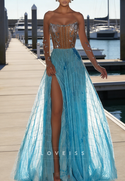 Off-Shoulder Appliques Beaded Embroidery A-Line Prom Dress