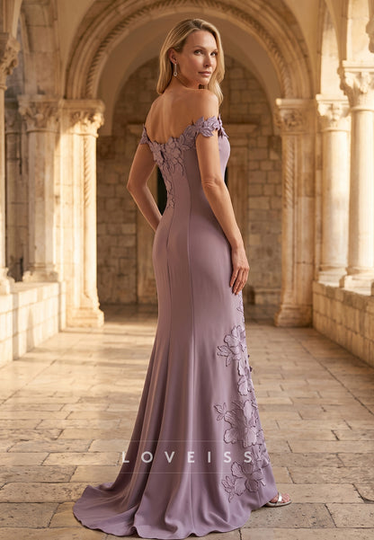 Off-Shoulder Appliques Mermaid Mother of Bride Dress