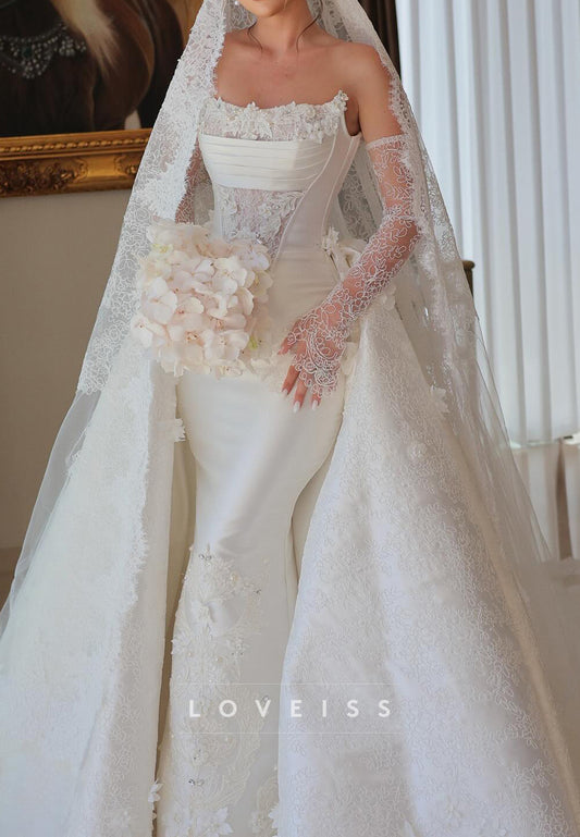 Off-Shoulder Appliques Sleeveless Fitted Mermaid Wedding Dress