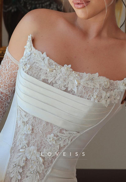 Off-Shoulder Appliques Sleeveless Fitted Mermaid Wedding Dress