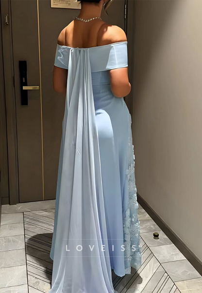 Off-Shoulder Appliques Sleeveless Sheath Evening Dress