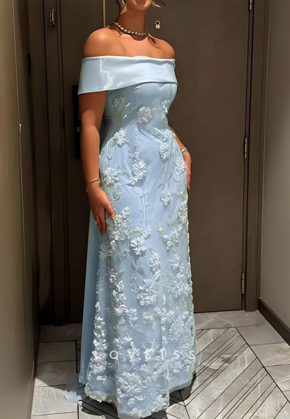 Off-Shoulder Appliques Sleeveless Sheath Evening Dress