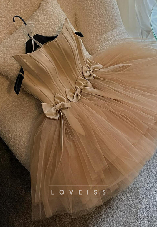 Off-Shoulder Ball Gown Tulle Sleeveless A-Line Party Short Homecoming Dress