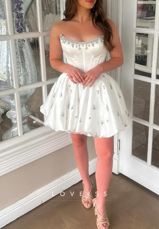 Off-Shoulder Beaded A-Line Party Homecoming Dress