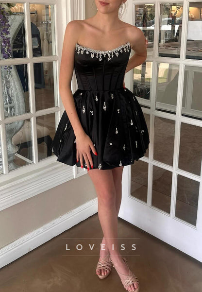 Off-Shoulder Beaded A-Line Party Homecoming Dress