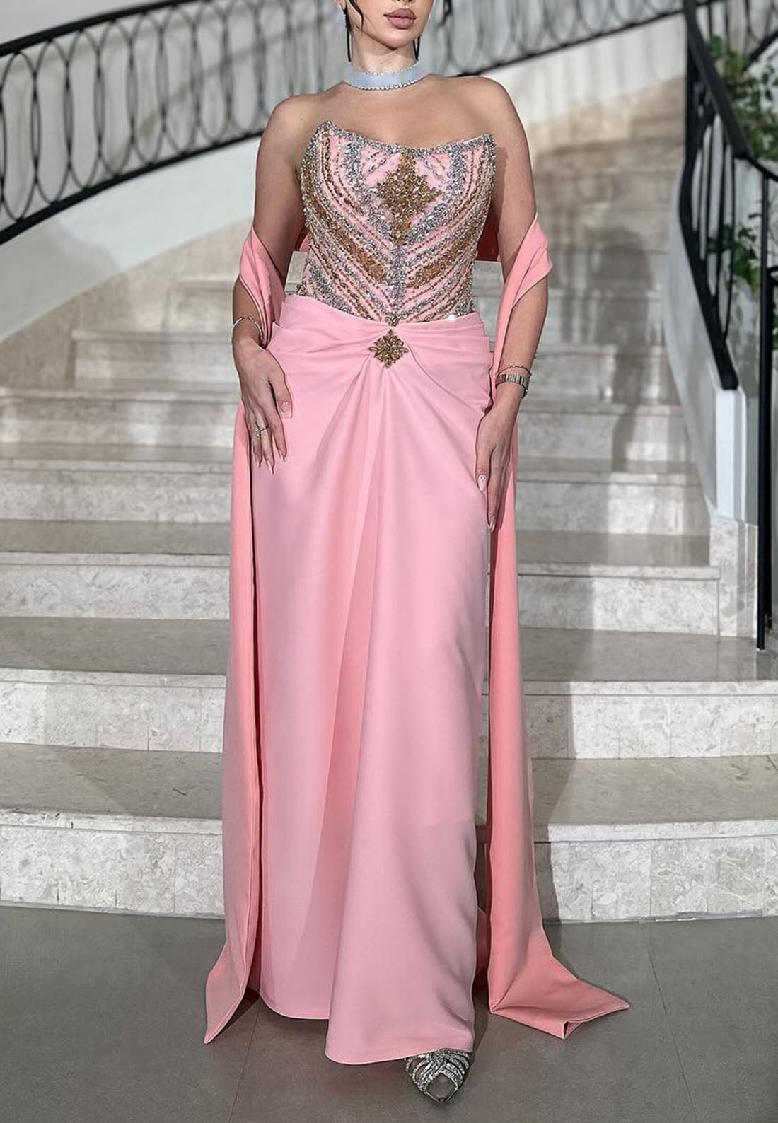 Off-Shoulder Beaded Ruched Prom Dress Sheath Evening Dress
