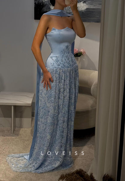 Off-Shoulder Beaded Sleeveless A-Line Sparkly Prom Dress