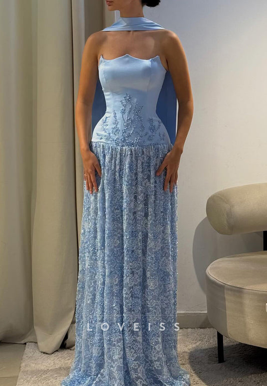 Off-Shoulder Beaded Sleeveless A-Line Sparkly Prom Dress