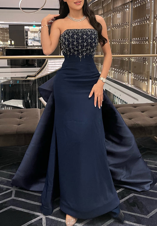 Off-Shoulder Beaded Sleeveless Sleek Mermaid Evening Dress