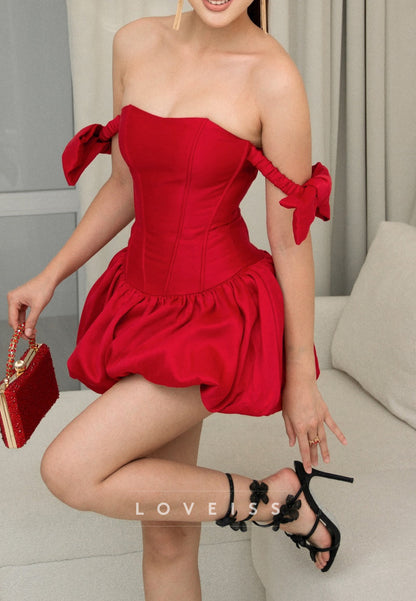 Off-Shoulder Bodycon Corset Pleated A-Line Party Homecoming Dress