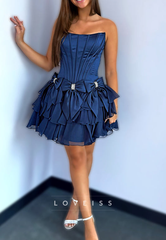Off-Shoulder Bowknot Pleated A-Line Party Homecoming Dress