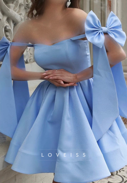 Off-Shoulder Bowknot Pleated A-Line Party Homecoming Dress